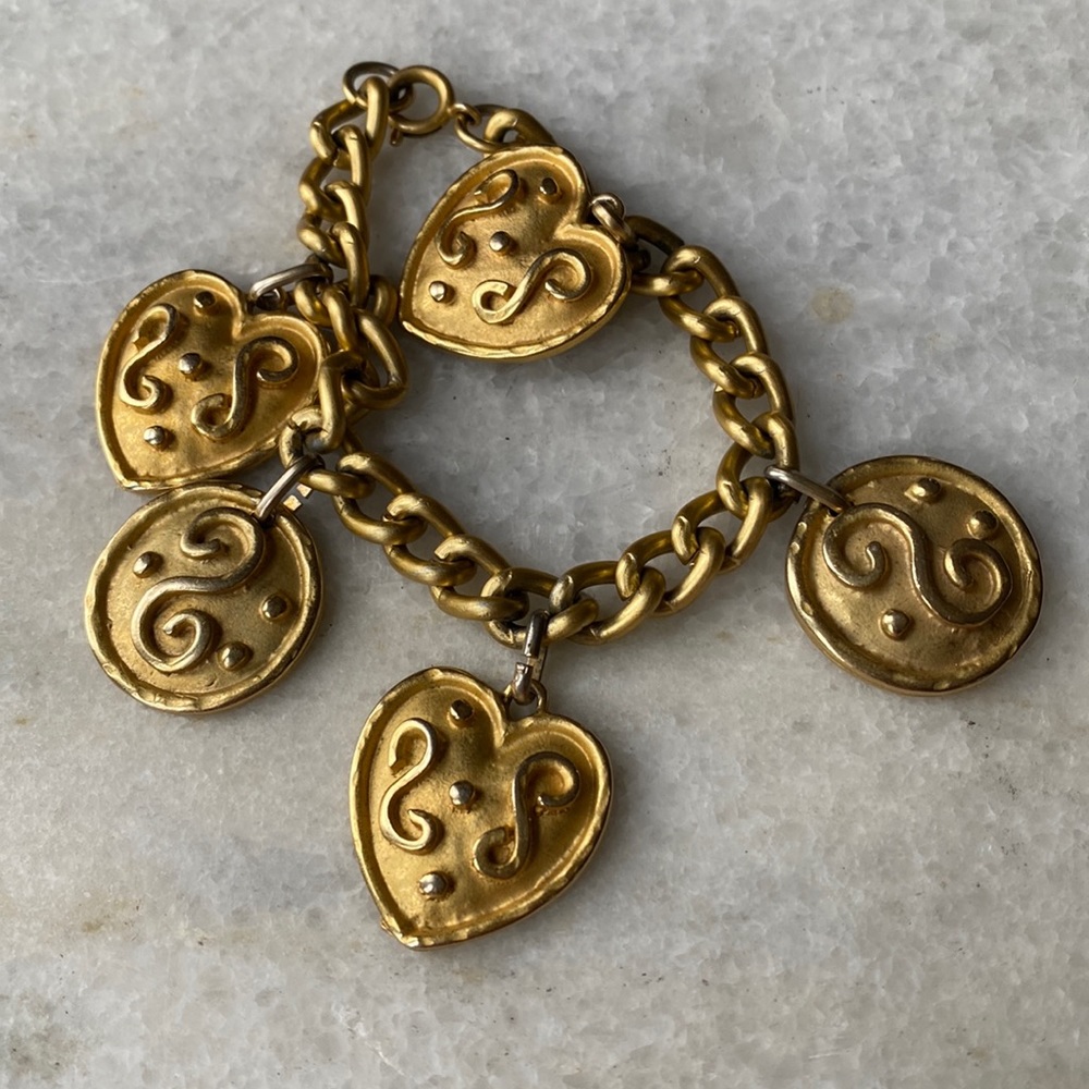Vintage Edouard Rambaud Paris Gold Toned Etruscan Bracelet *unsigned 2 avail
